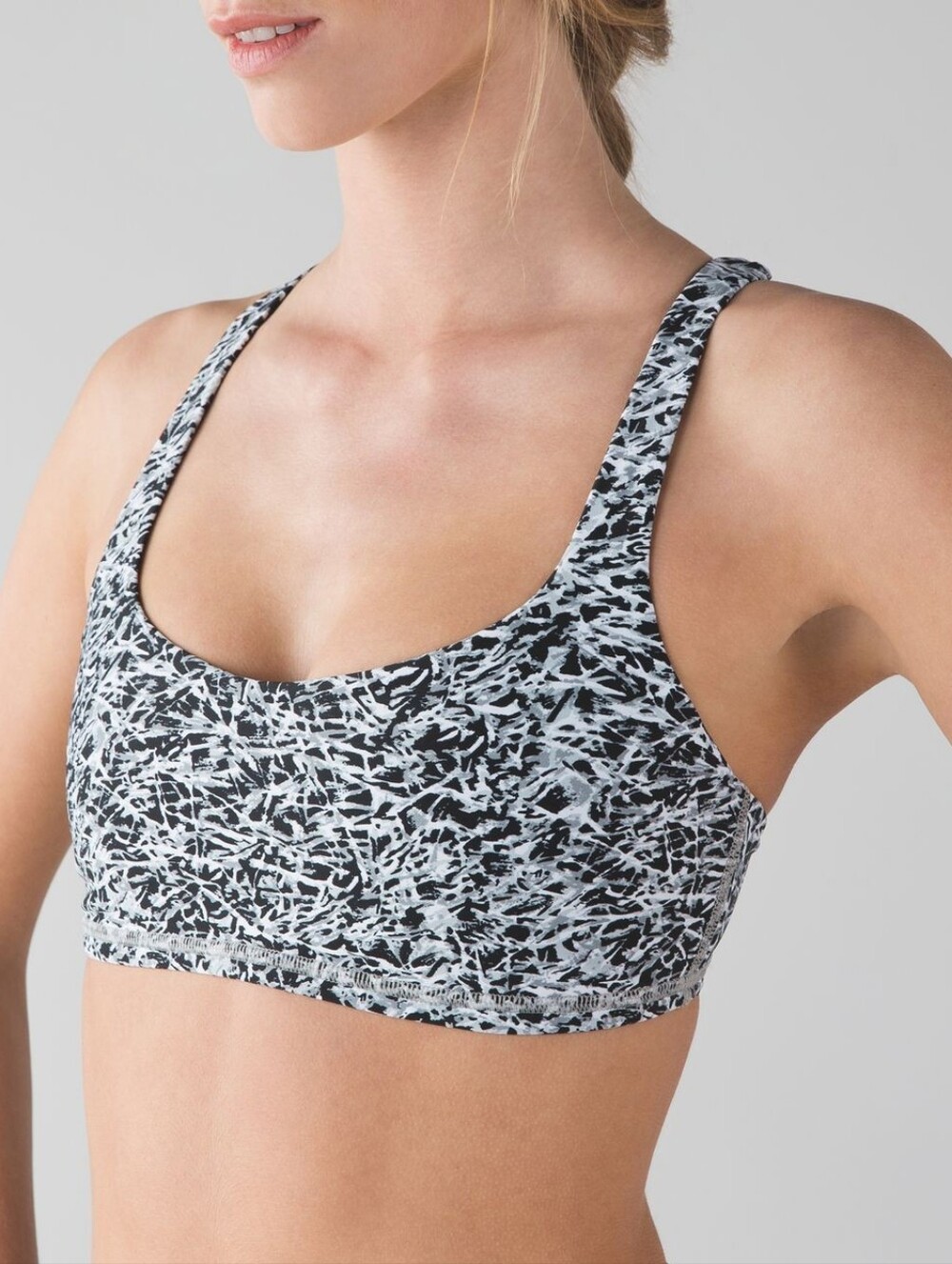 Lululemon Free To Be Bra H2O Mini Ripple White Seal Grey Womens Size 10